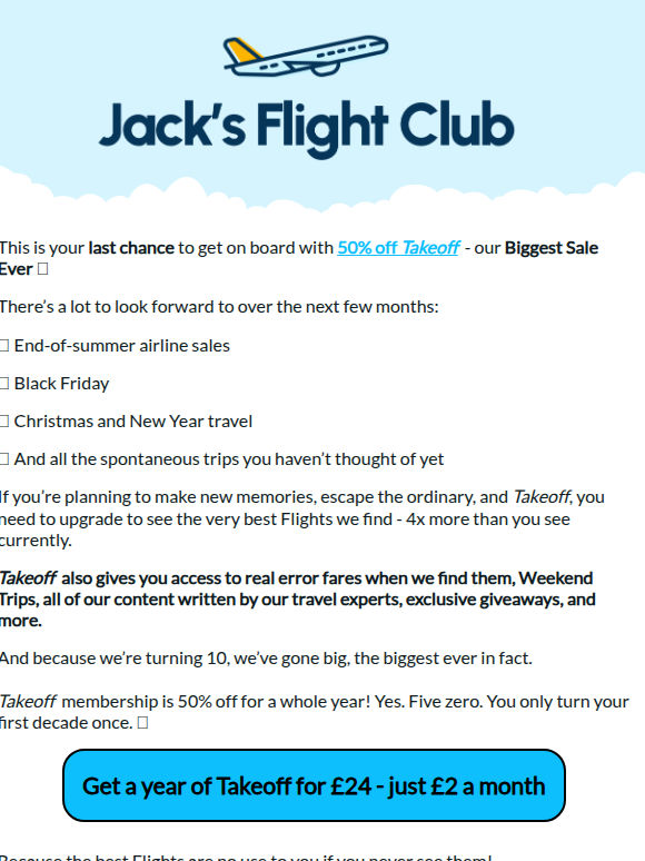Final Call - 50% off ends tonight! ✈️🚨
