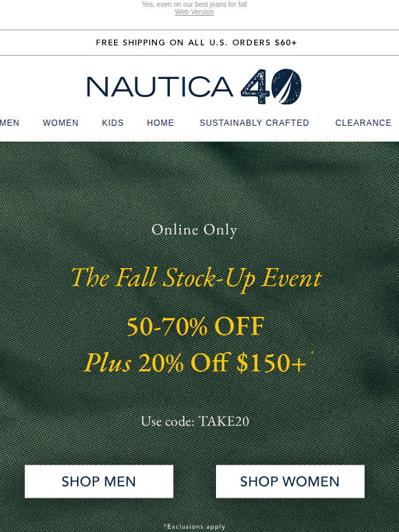 EXTRA SAVINGS! 20% off your purchase of $150+