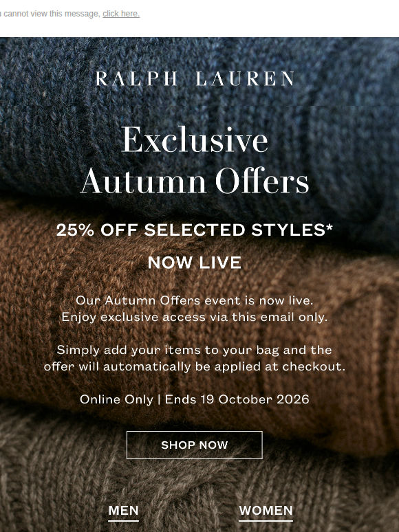 You're Invited to Shop our Autumn Offers