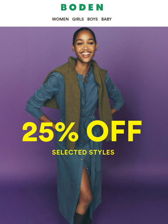 Starts NOW: 25% off selected styles