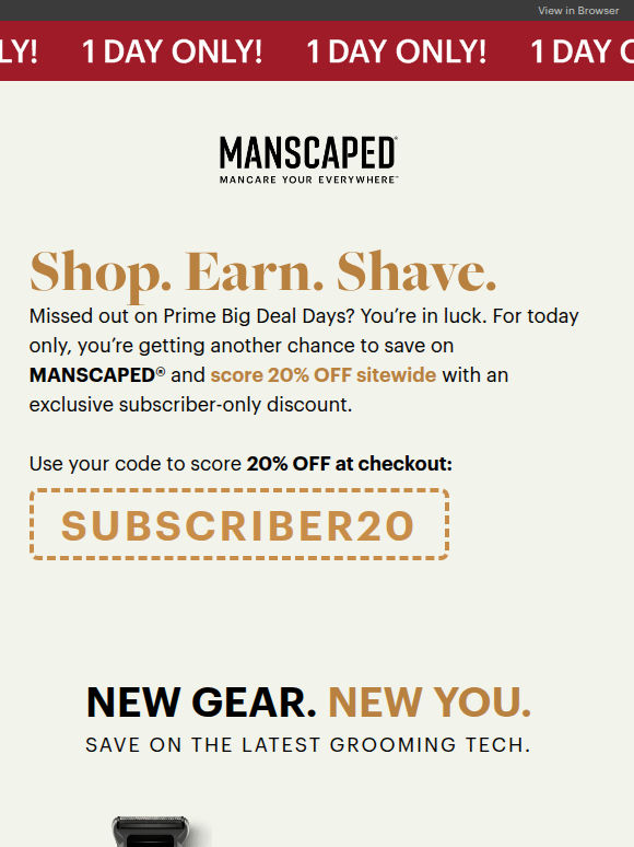 1 DAY ONLY: 20% OFF just for subscribers