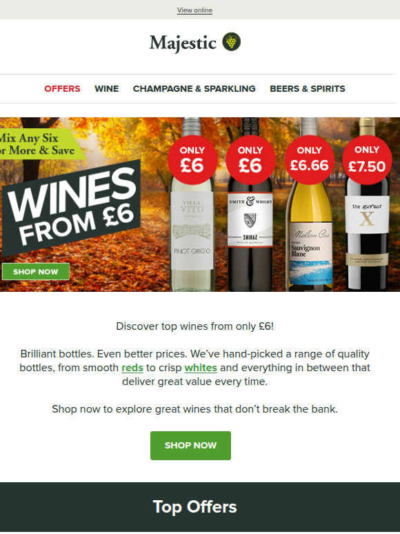 Top Wines from only £6