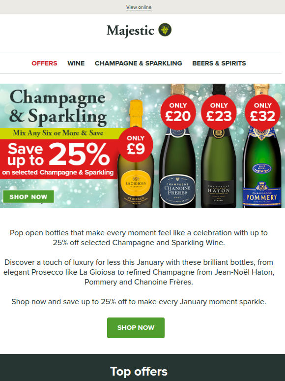 Save up to 25% off Champagne & Sparkling