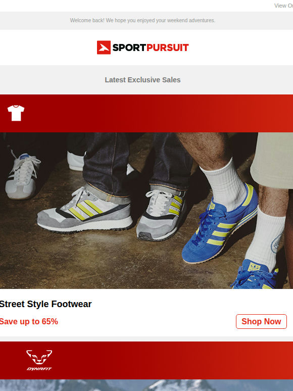 Up to 69% Off: Street Style Footwear | Dynafit | Underwear Essentials | Helly Hansen Snow | Snowpeak