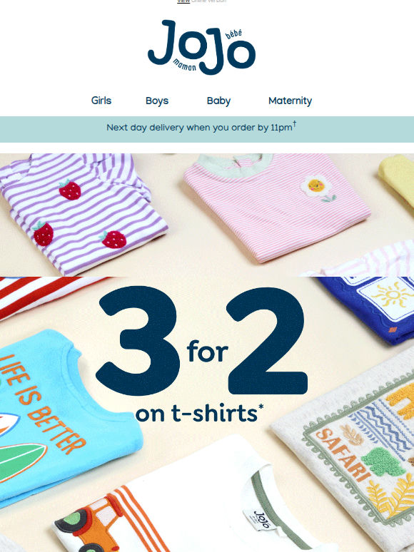 3 FOR 2: Buy 2 tees, get one FREE