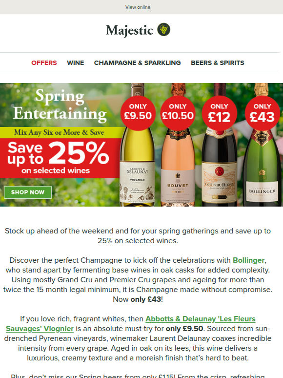 Save up to 25% on Spring Wines & Beers!