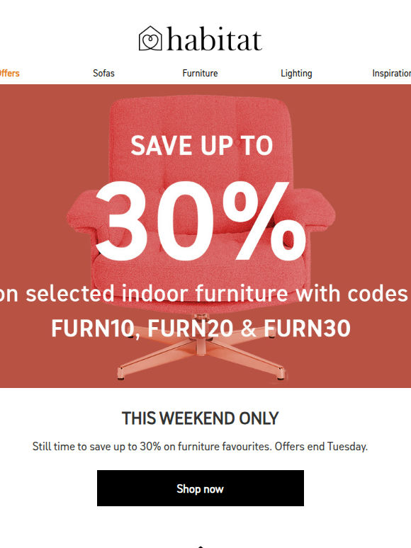 It’s the weekend: save up to 30% on furniture now