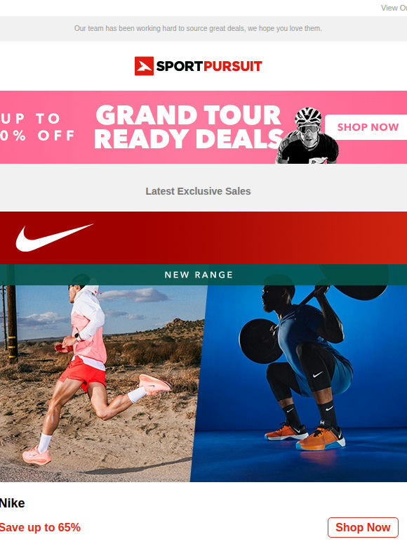 Nike - New Range - Up to 65% Off + Clarks  | Trending Golf | Levi’s  | Dynafit