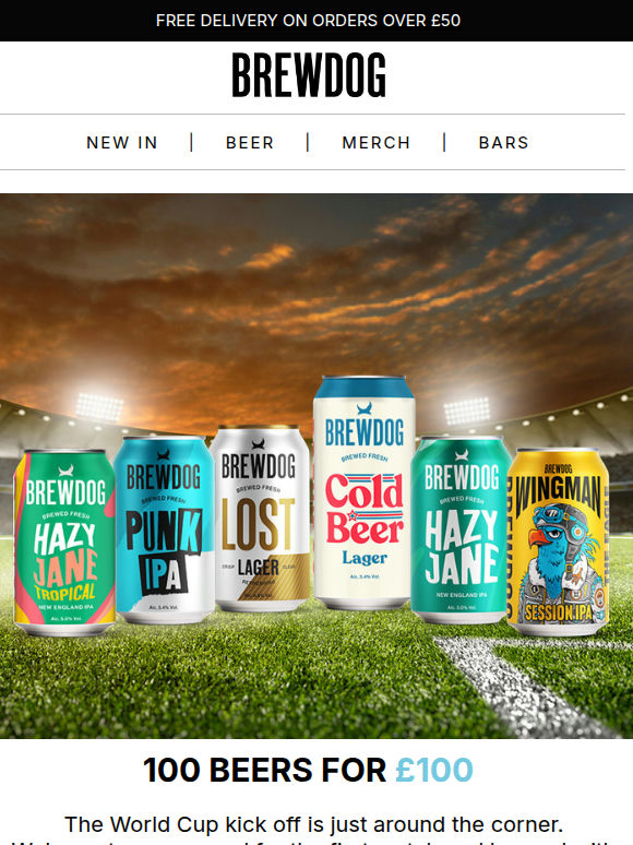 100 Beers for £100. Stock up for the World Cup.