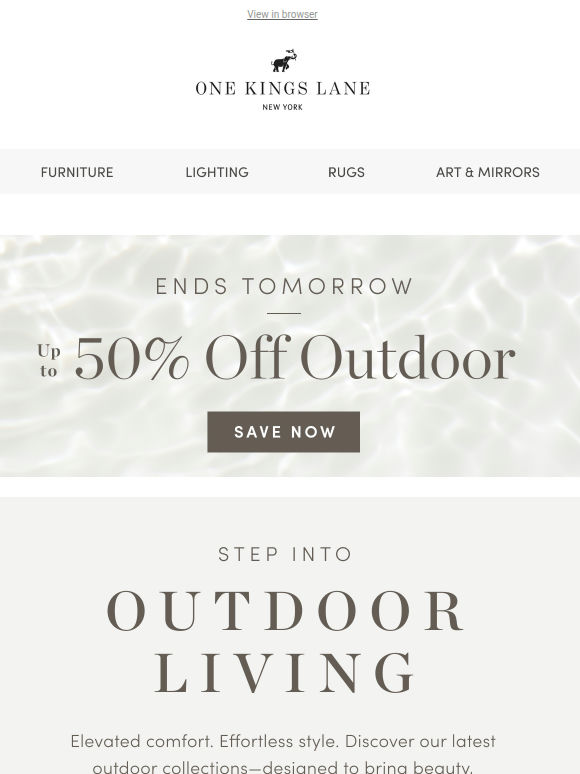 Up to 50% Off Your Outdoor Upgrade — Ends Tomorrow