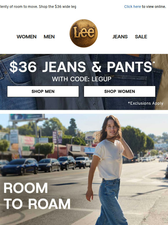 Wide leg jeans: $36