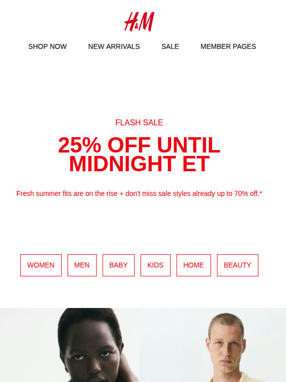 25% off flash sale starts now