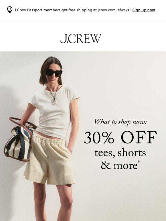 30% off tees, shorts & more, happening now