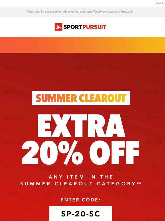 Order Tonight - Extra 20% Off Summer CLEAROUT