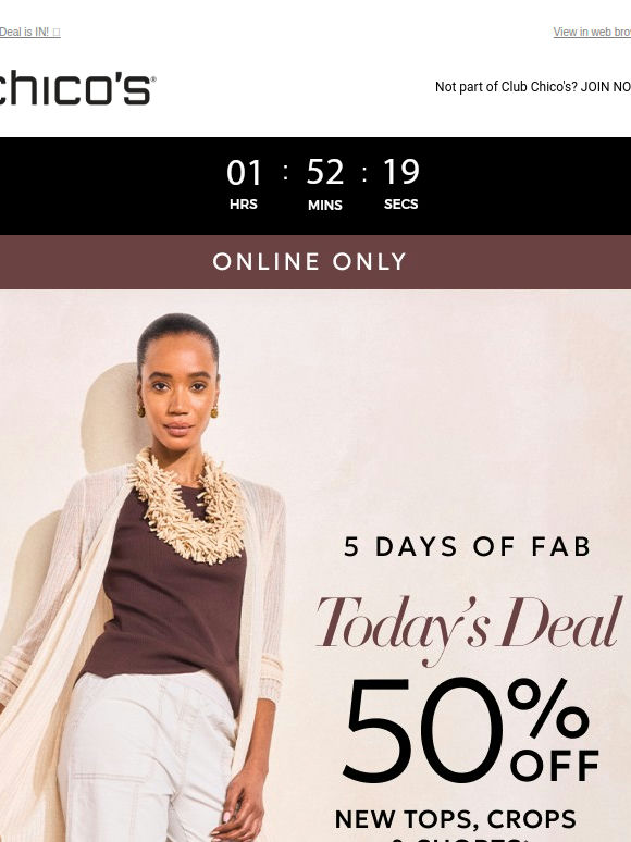 ‘TIL TONIGHT: 50% off new tops, crops & shorts