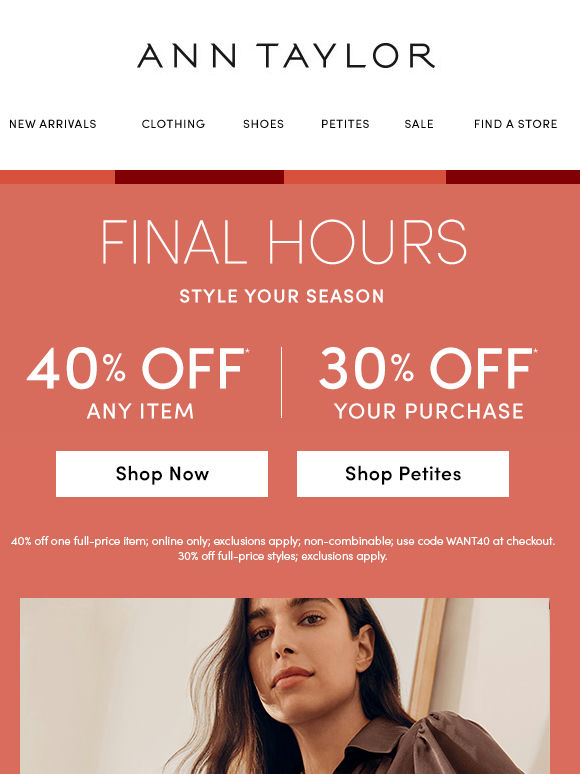 Few Hours Left! 40% Off Any Item Of Your Choosing*