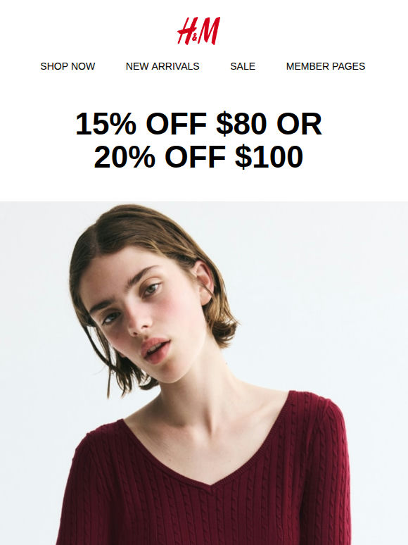 Last day: 15% or 20% off your order
