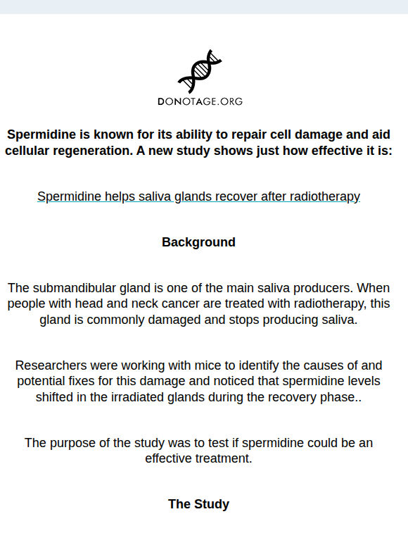 Study: Spermidine helped recovery from radiotherapy.