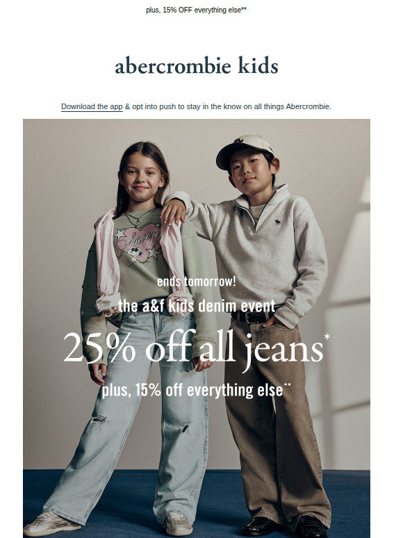 ending TOMORROW: 25% off ALL jeans*