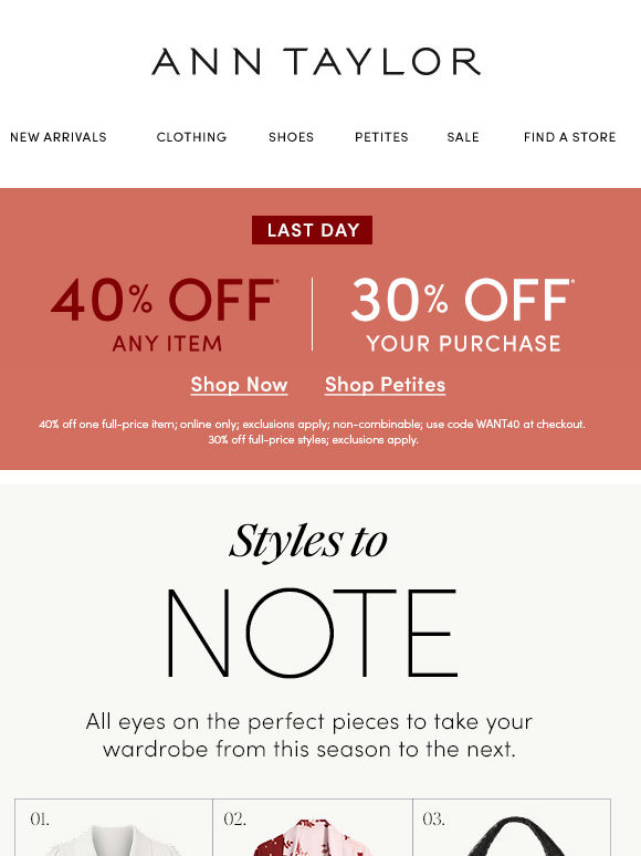 Enjoy 40% Off Noteworthy Styles For The Season Ahead