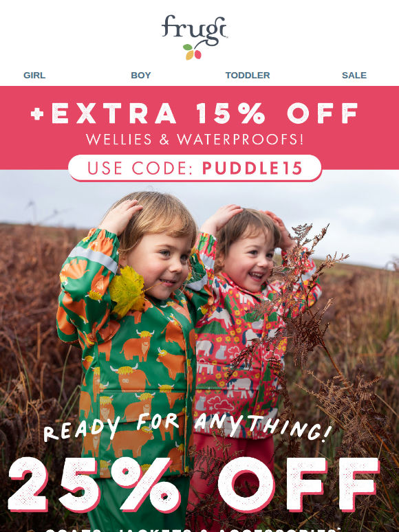 EXTRA 15% off Waterproofs & Wellies!