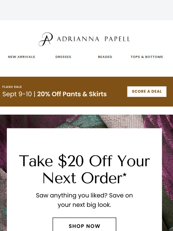 Thanks For Stopping By 👋 Here's $20 Off Your Next Order