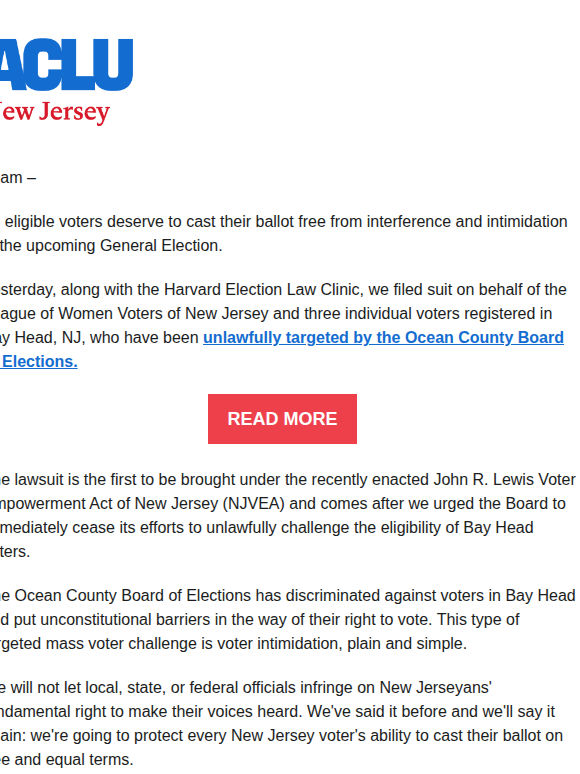 We just filed the first lawsuit under the NJVEA