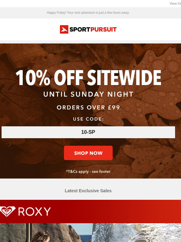 Extra 10% Off Sitewide Plus - Up to 77% Off: Roxy | Marmot | Time Of Bocha | Mizuno | Nike Golf