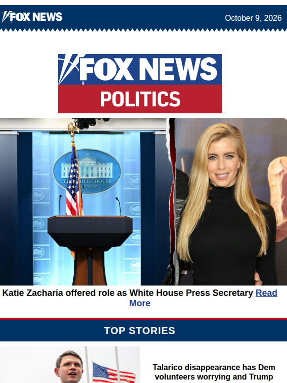 Katie Zacharia offered role as White House Press Secretary