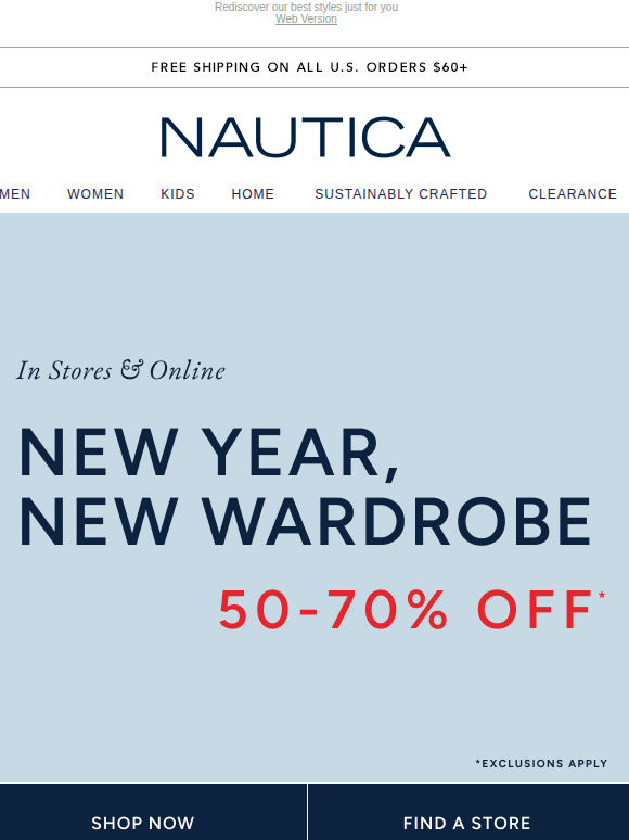 Shop in stores for 50-70% your favorites