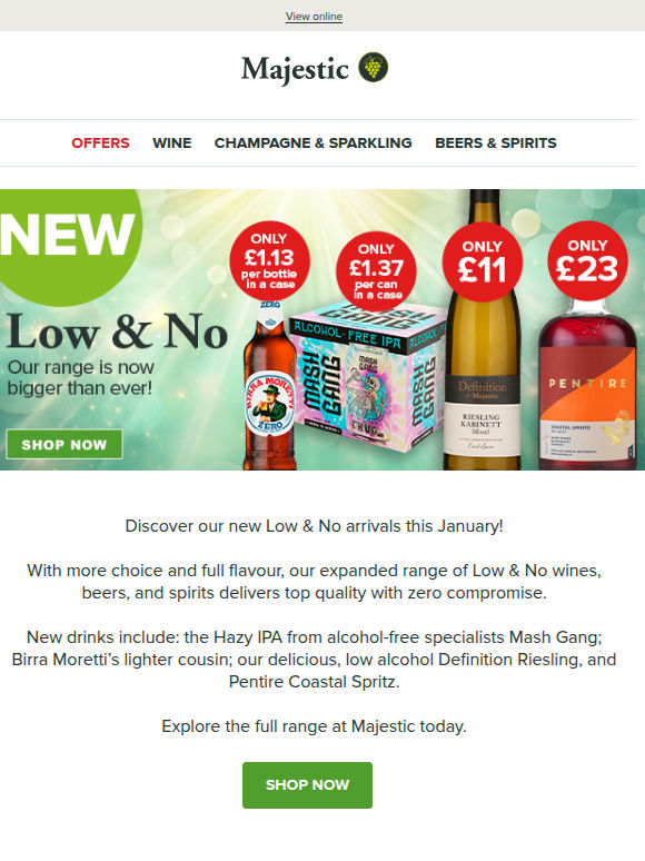 NEW Low & No drinks! Shop our extensive range