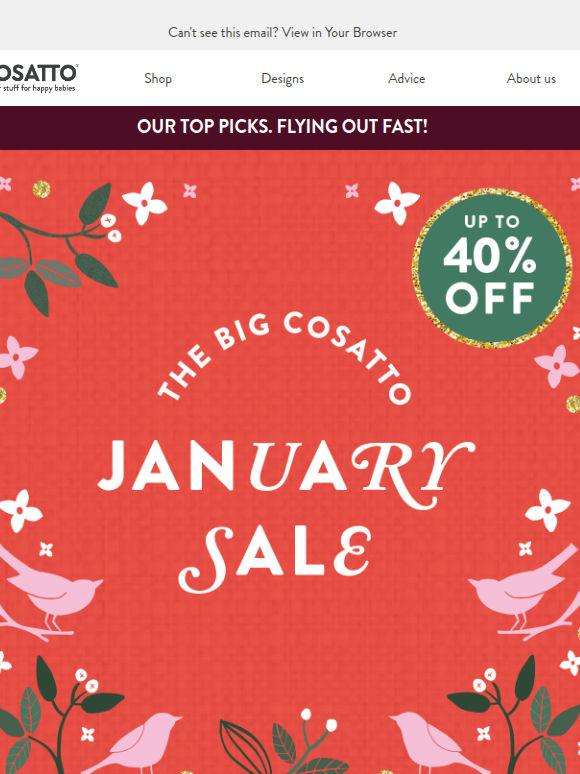 Act now! SAVE up to 40% in Jan Sale