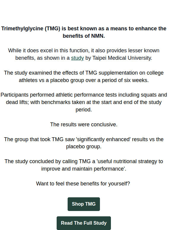 Study: TMG Increased Athletic Performance