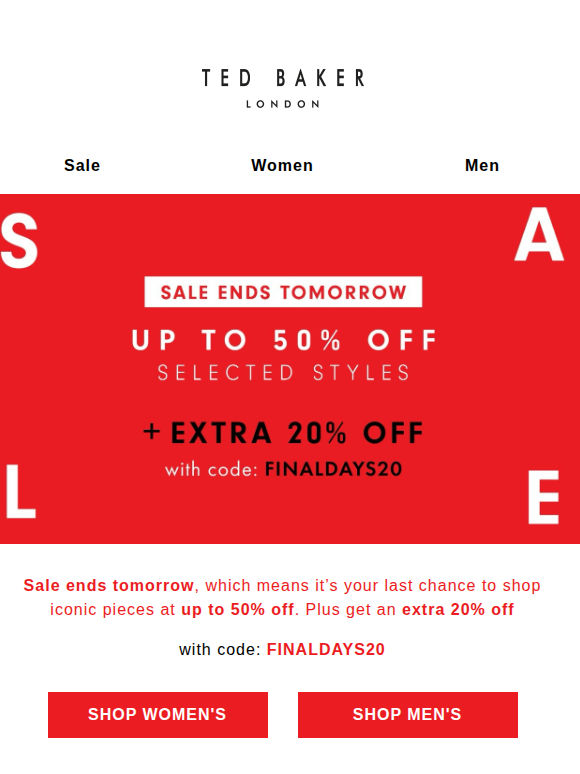 ENDS TOMORROW: Sale + Extra 20% Off