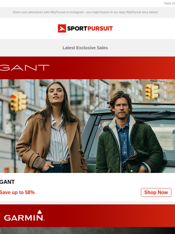 GANT | Garmin | Danish Endurance | Ortovox | Brooks | Up to 62% Off!
