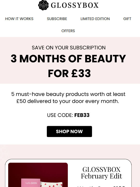 EMAIL EXCLUSIVE: 3 Months for £33