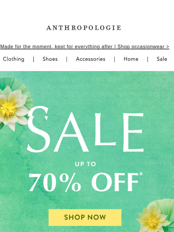 It’s on: UP TO 70% OFF SALE