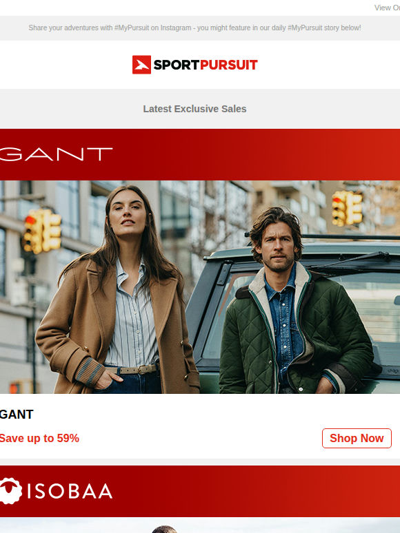 GANT | Isobaa Merino T-Shirts | Nike Running | Gore-Tex Hiking | X-Bionic Clothing | Up to 61% Off!