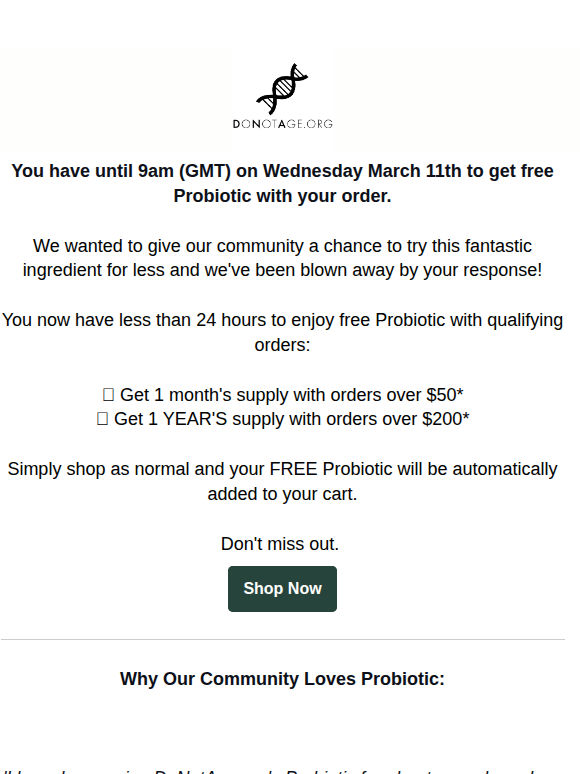 🚨 Ends 9am Tomorrow: Get Free Probiotic With Your Order
