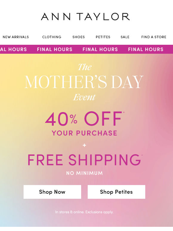 It’s Last Call: 40% Off Your Purchase + Free Shipping