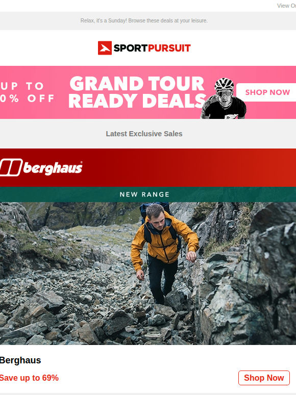 Up to 71% Off: Berghaus - New Range | Passenger Clothing | Palladium | Henri-Lloyd | Wet Weather Cycling