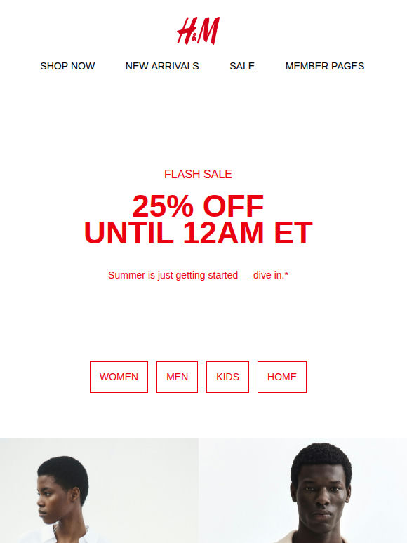 25% off flash sale starts now