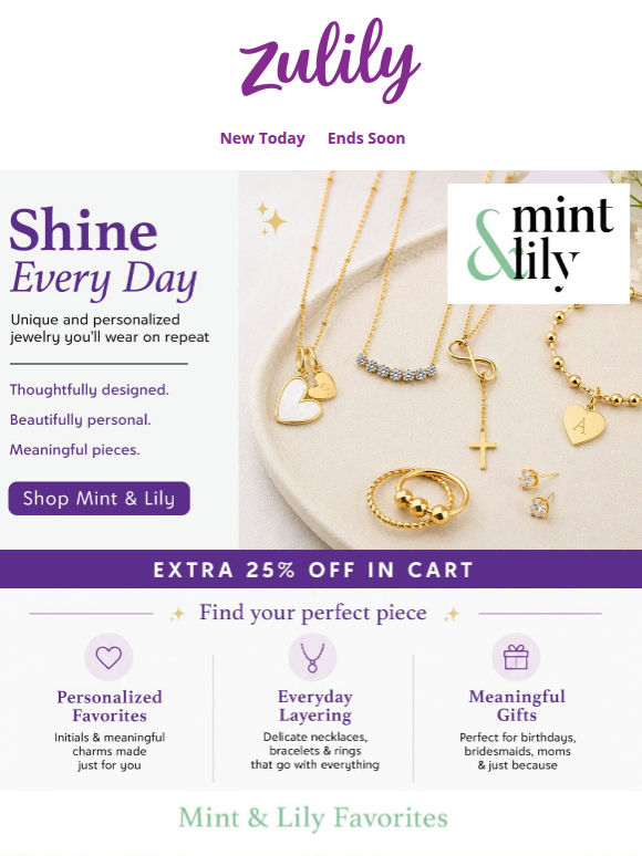 Extra 25% off jewelry by Mint & Lily 💜