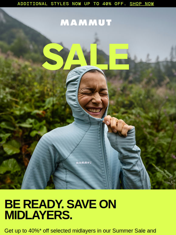 Up to 40% off versatile midlayers 🌄