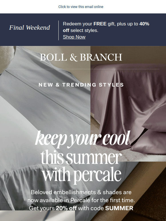Get 20% off ice-cold Percale