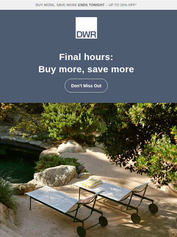 Final hours – up to 25% off