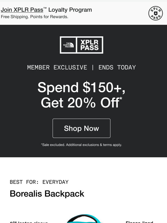Ends today: Spend $150+, get 20% off