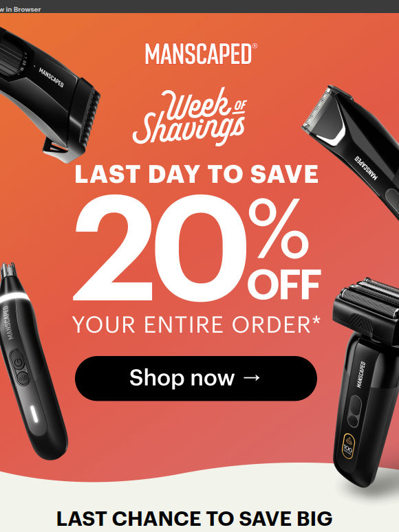 🚨LAST DAY🚨 Score 20% OFF your entire order