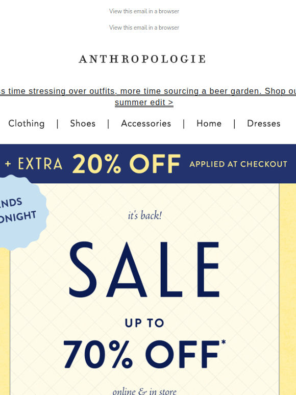 Hours left to shop Extra 20% Off Sale