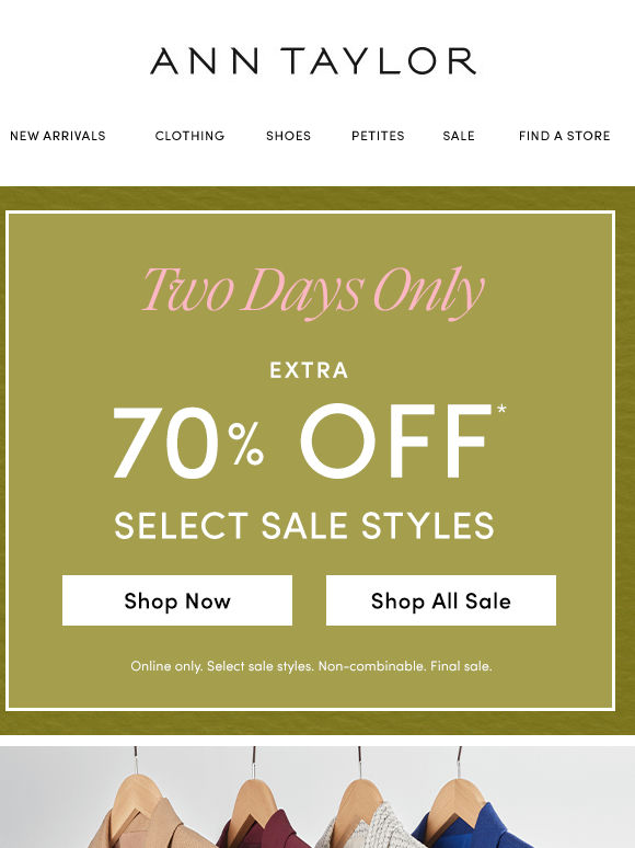 This Is Big: EXTRA 70% OFF Select Sale Styles (!!!)